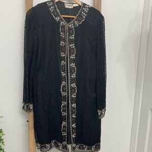 Vintage CHERISH BEADED DUSTER Jacket|Black Cocktail Jacket |Size Medium 8-10